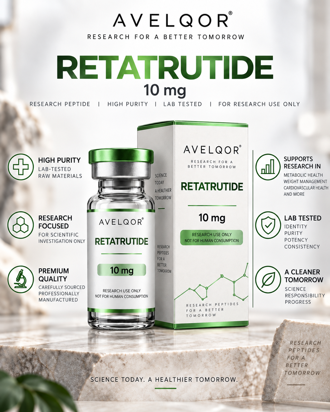 Avelqor Labs Retatrutide 10 mg laboratory research material