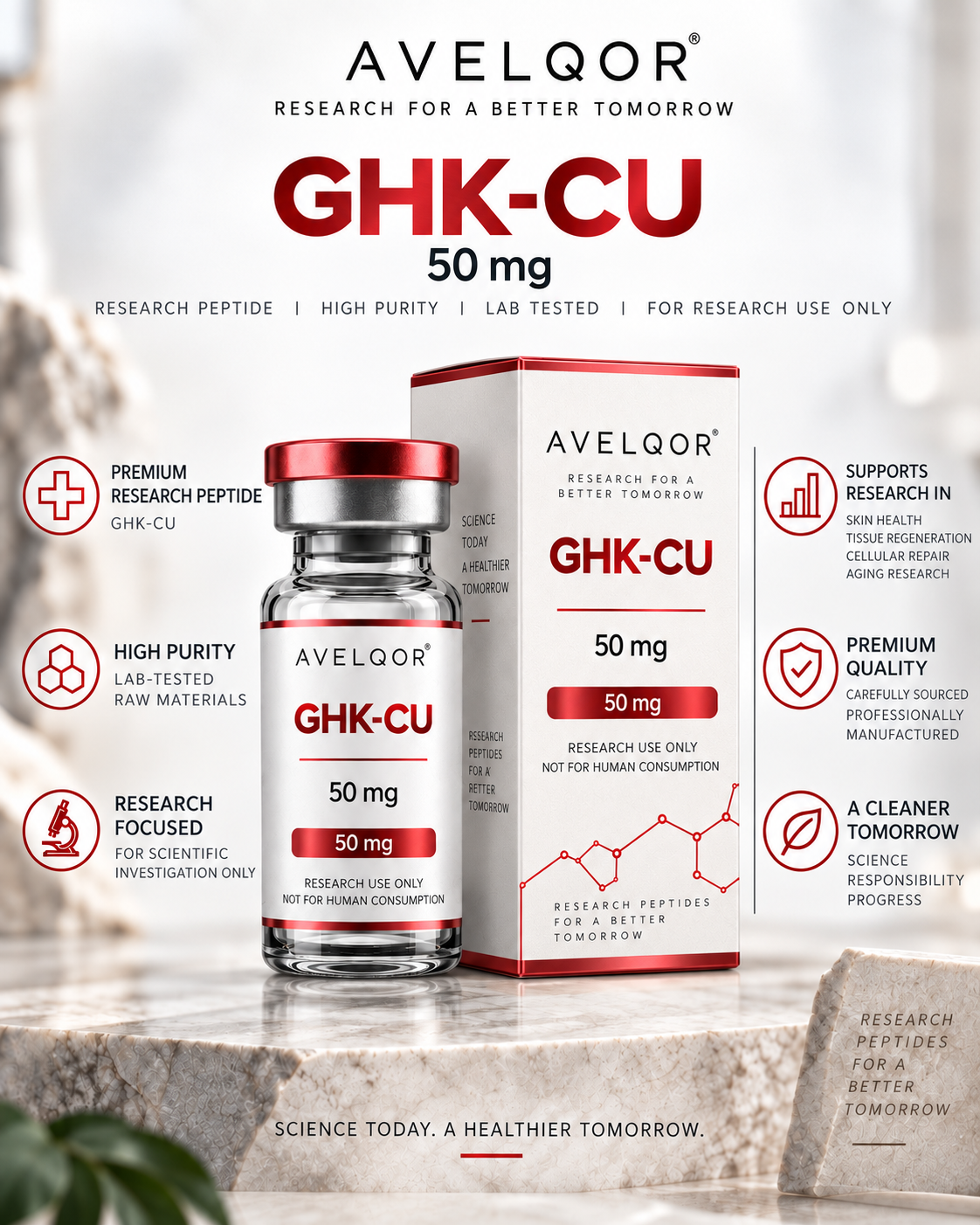 Avelqor Labs GHK-Cu 50 mg laboratory research material